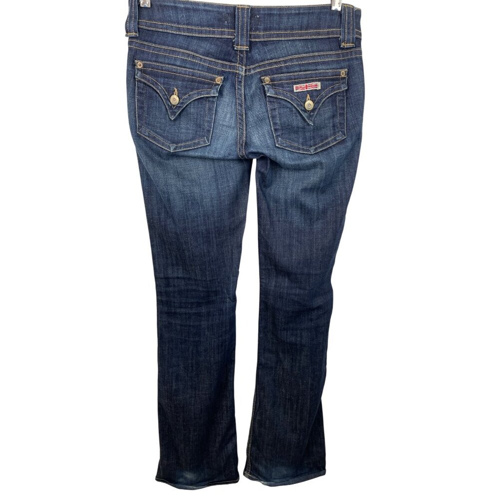 Hudson Women’s Size 27 Beth Baby Boot Cut Blue Flap Back Pocket Blue Denim Jeans - Picture 2 of 9